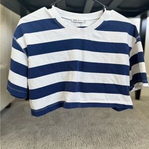 Zara Blue and White Nautical Striped Tee